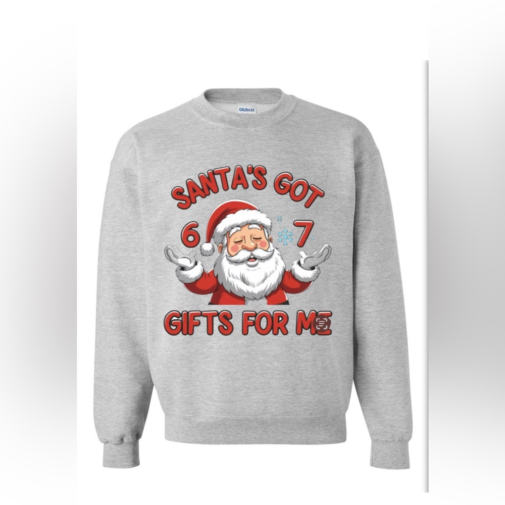 67 Gray Crewneck Holiday Crewneck sweater Finny Graphic size SMLXLXXLXXXL
